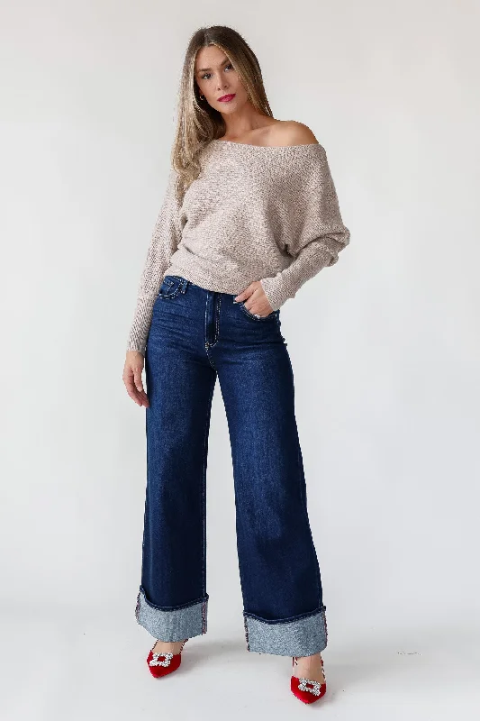 Brandie Oatmeal Rib Knit Sweater