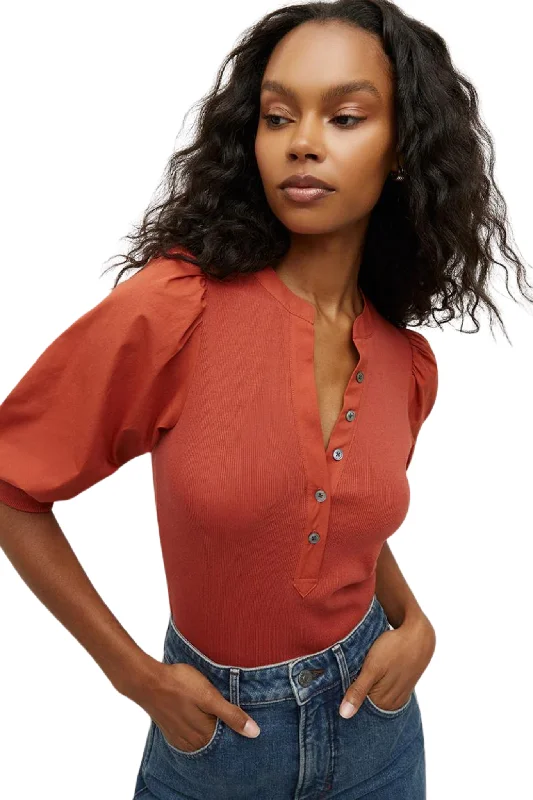 Coralee Top in Brick Red