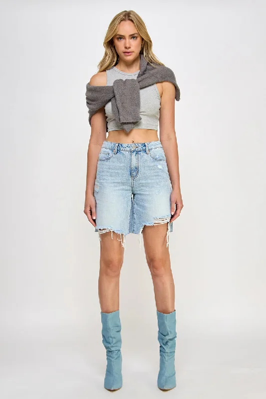 HIGH RISE RELAXED BERMUDA SHORTS