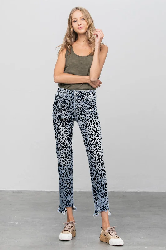 Summer Trail Mid Rise Straight Jeans With Print