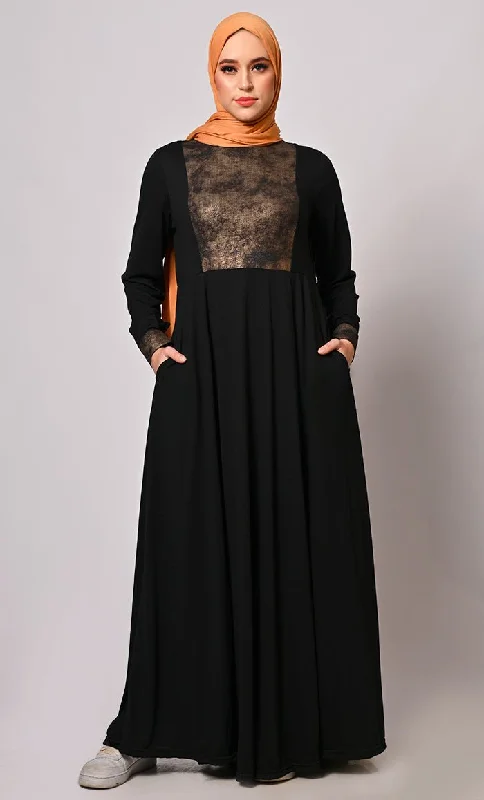 Lurex Enhanced Abaya with Practical Pockets