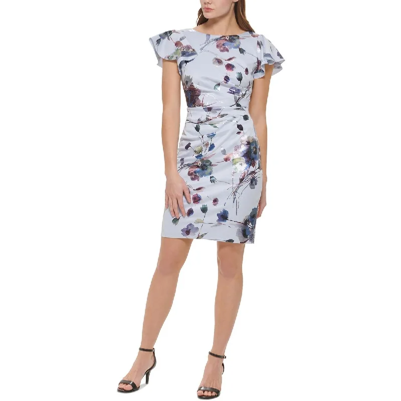 Jessica Howard Womens Petites Floral Print  Cocktail And Party Dress