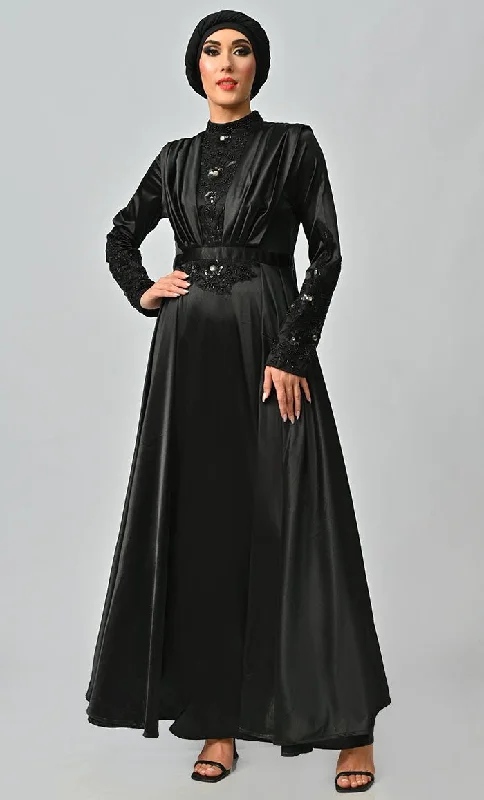 Jordan Flared Skirt With Drape Detailing And Embellished Embroidered Yoke