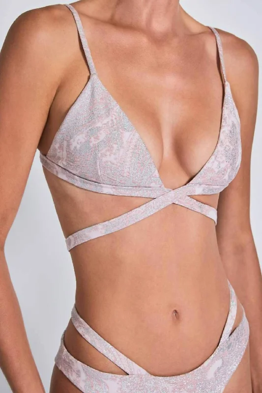 Juno Bra Top In Pink,silver