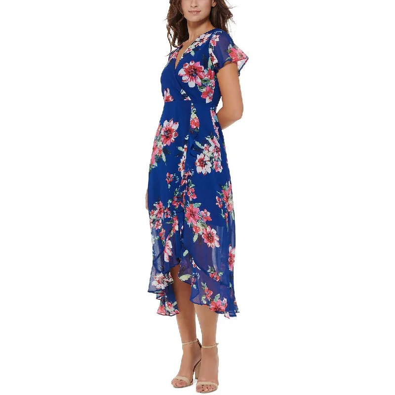 Kensie Dresses Womens Chiffon Floral Print Cocktail and Party Dress