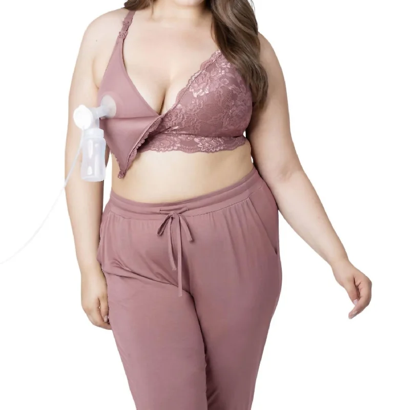 Lace Minimalist Busty Pumping & Nursing Bra In Twilight