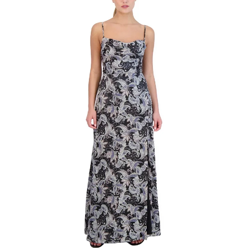 Laundry by Shelli Segal Women's Paisley Print Sleeveless Cowl Neck Column Gown