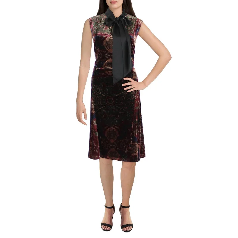 Lauren Ralph Lauren Womens Plus Velvet Printed Cocktail and Party Dress