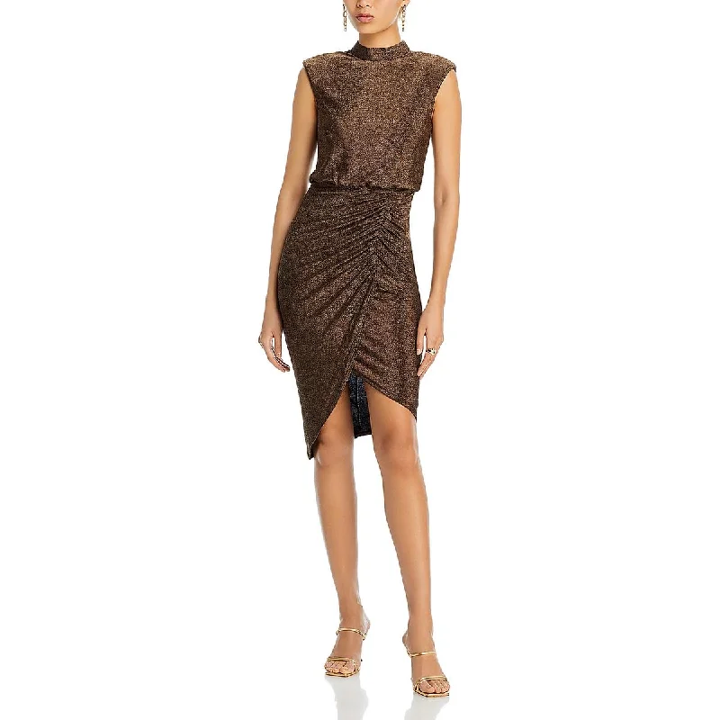 Liv Foster Womens Metallic Ruched Cocktail And Party Dress