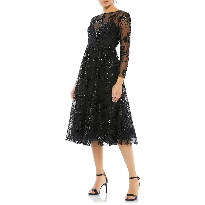 Mac Duggal Womens Sequin Beaded Cocktail and Party Dress