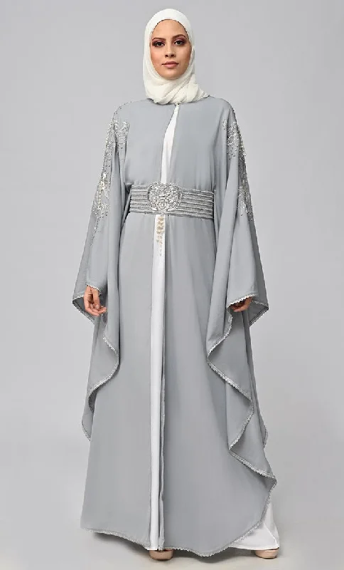 New Islamic Butterfly Cut Embroidered Kaftan Style Abaya