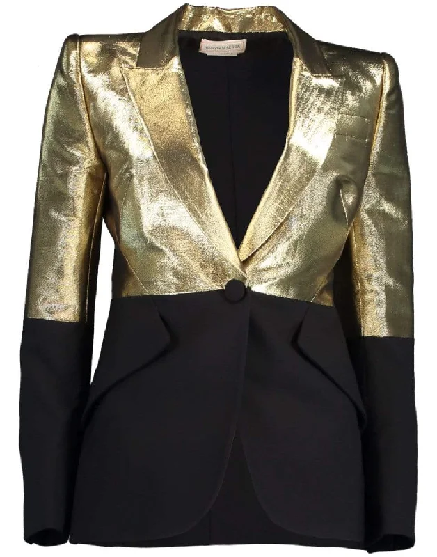 Black and Gold One Button Jacket