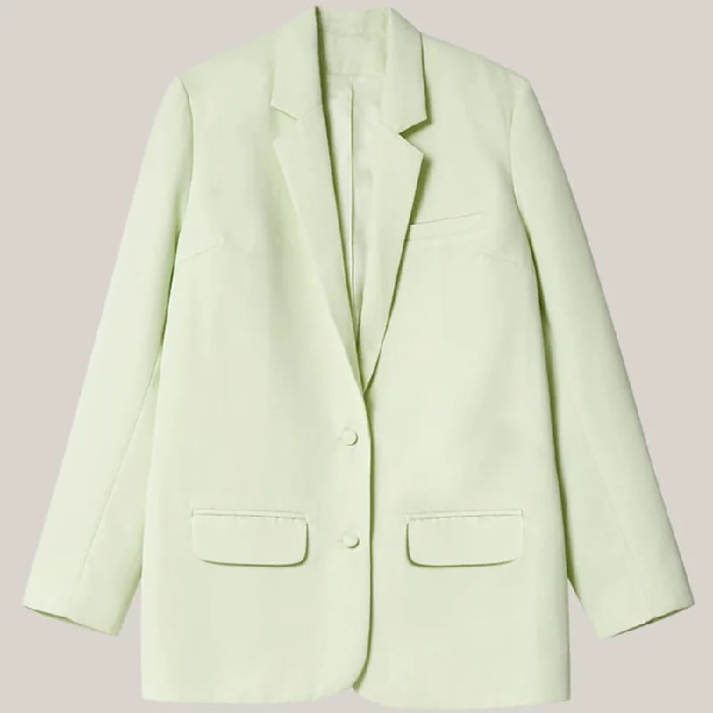 OVERSIZED VIRGIN WOOL BLAZER "BOUVIER" IN LIME