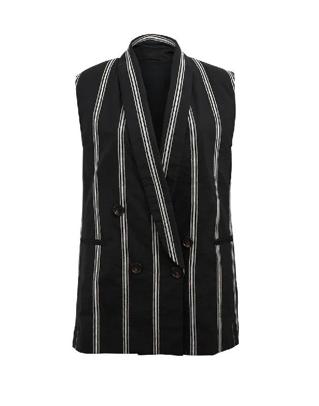 Striped Single Button Vest