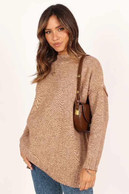 Alisa Mockneck Knit Sweater - Mocha