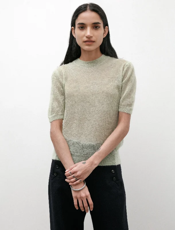 Kid Mohair Sheer T-Shirt Light Green