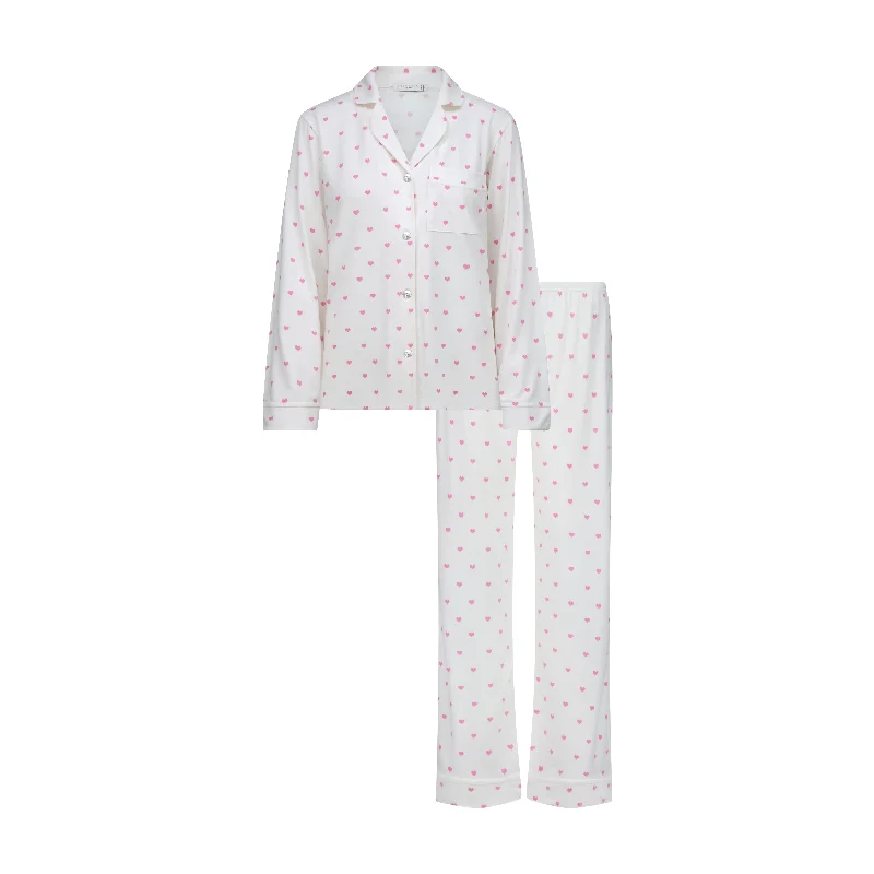 Polkadot CHARLEY Pajama Set in Pink Hearts Print -NEW COLOR