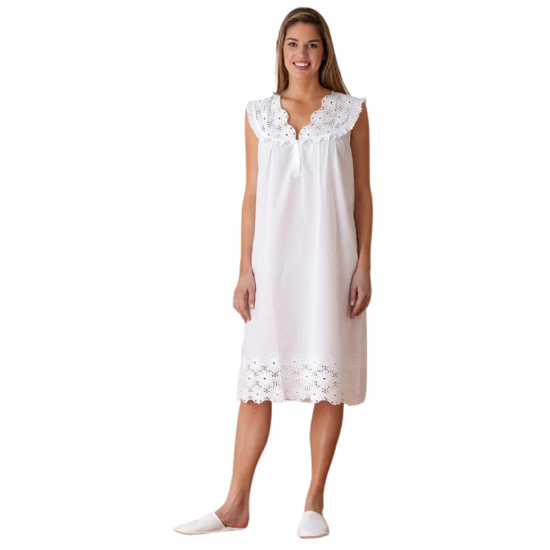 Eloise White Cotton Nightgown