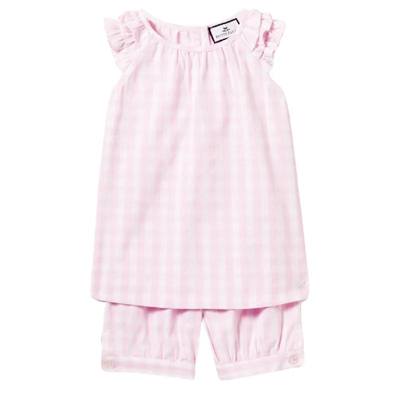 Girl's Twill Amelie Short Set in Pink Gingham