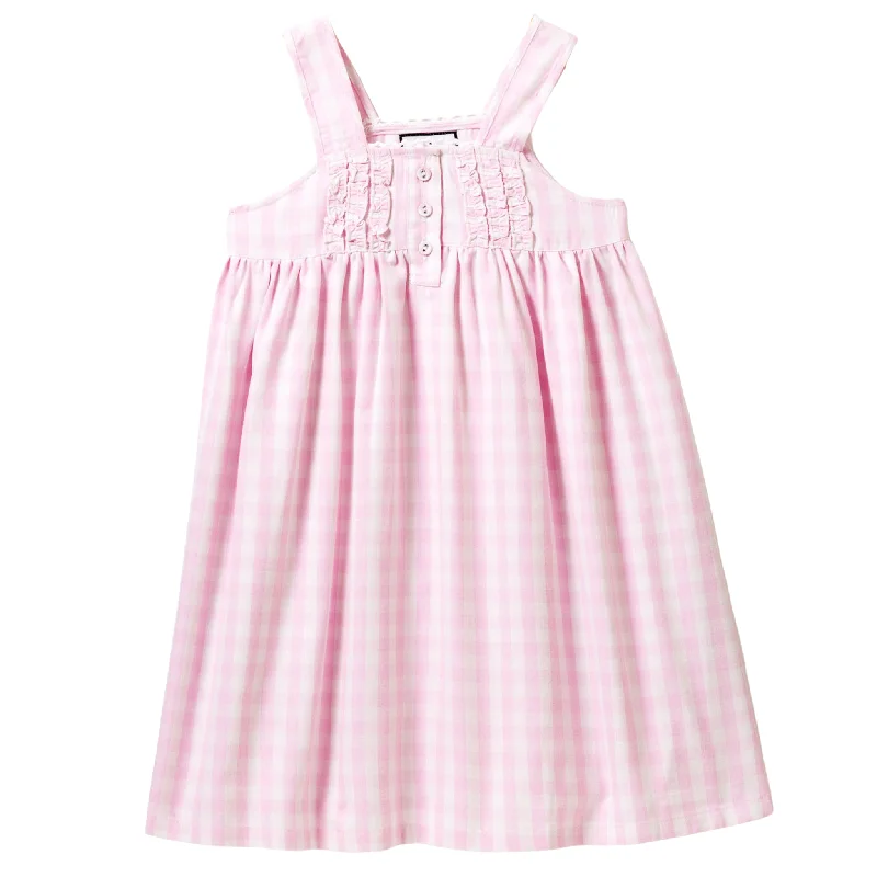 Girl's Twill Charlotte Nightgown in Pink Gingham