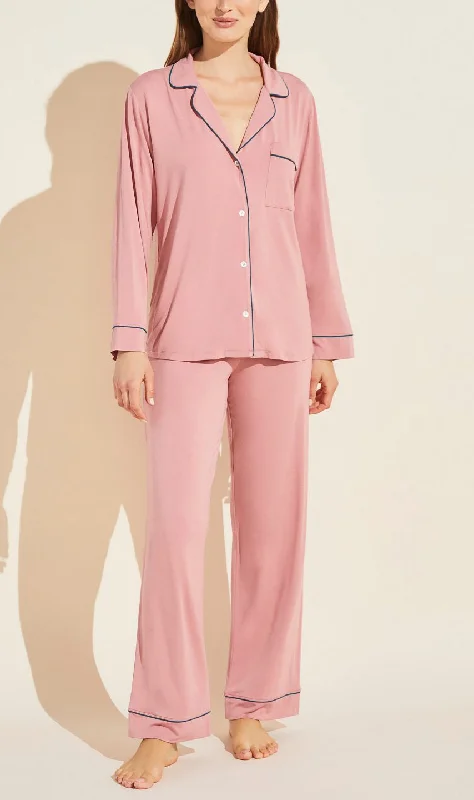 GISELE Long PJ Set in La Rosa/Indigo