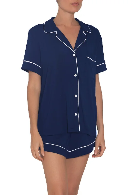 GISELE Relaxed Short PJ Set in Navy/Ivory