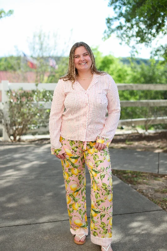 In Full Bloom Striped Pajama Top