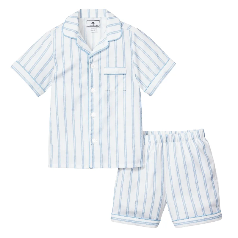 Kid's Twill Pajama Short Set in Periwinkle Stripe