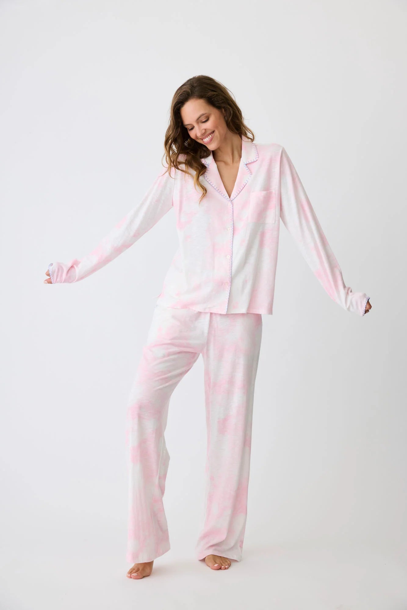 Pink Cloud Long Sleeve Pajama Top