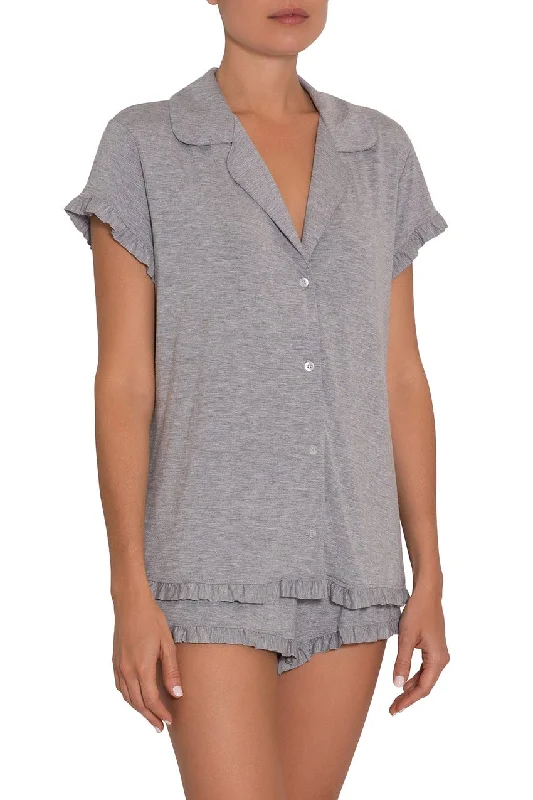 RUTHIE Ruffle Short PJ Set in Heather Grey