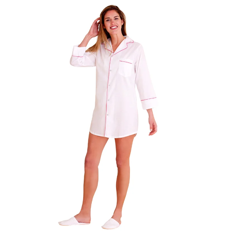 Sharon Nightshirt with Raspberry Piping