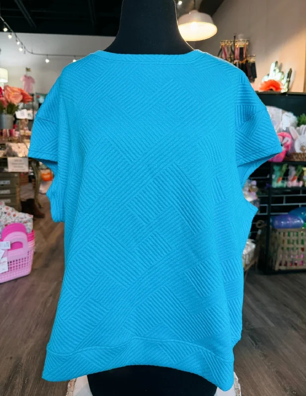 Short Sleeve Sweatshirt in Aqua