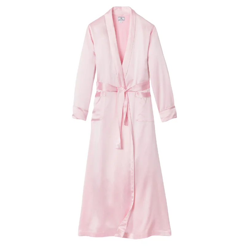 Women's Silk Long Robe in Pink