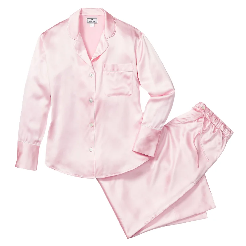 Women's Silk Pajama Set in Pink